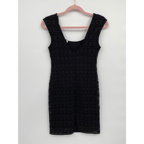 BCBGENERATION Black Bodycon Scoop Neck Lace Mini Dress XXS - Picture 4 of 9